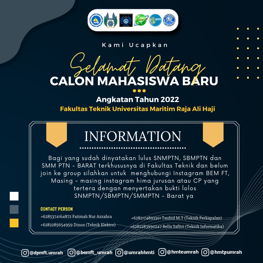 Read more about the article [Selamat Datang Calon Mahasiswa Baru Fakultas Teknik UMRAH 2022]