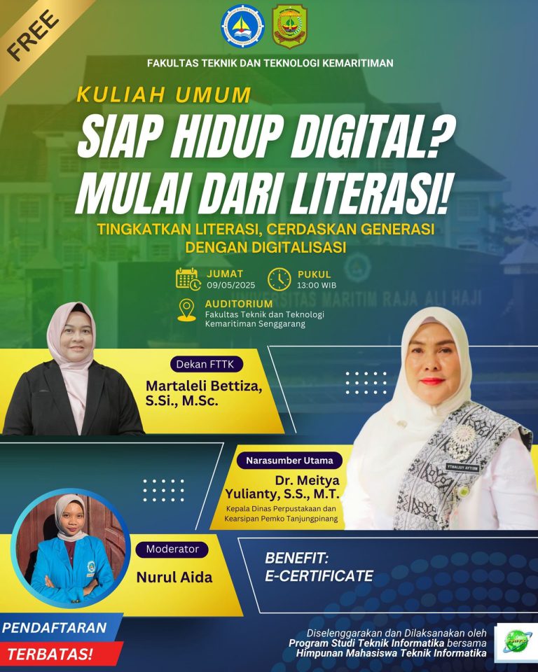 FTTK Gelar Kuliah Umum “Siap Hidup Digital? Mulai dari Literasi!” Bersama Dinas Perpustakaan dan Kearsipan Tanjungpinang