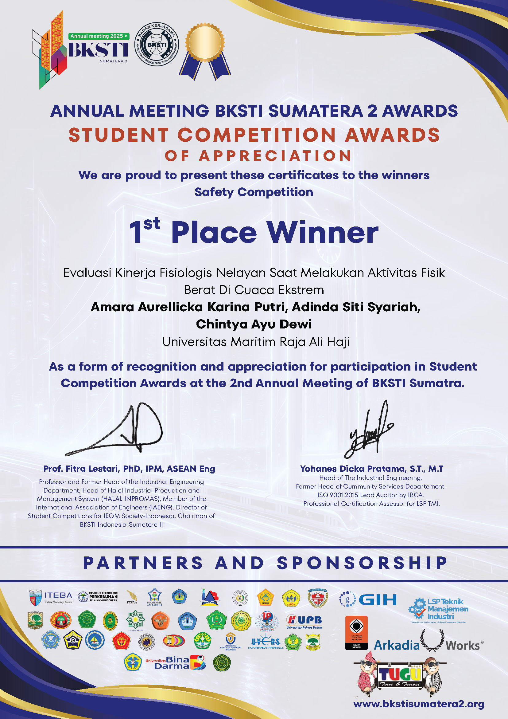 Read more about the article Mahasiswa Teknik Industri UMRAH Raih Juara I pada Student Competition Awards BKSTI Sumatra 2